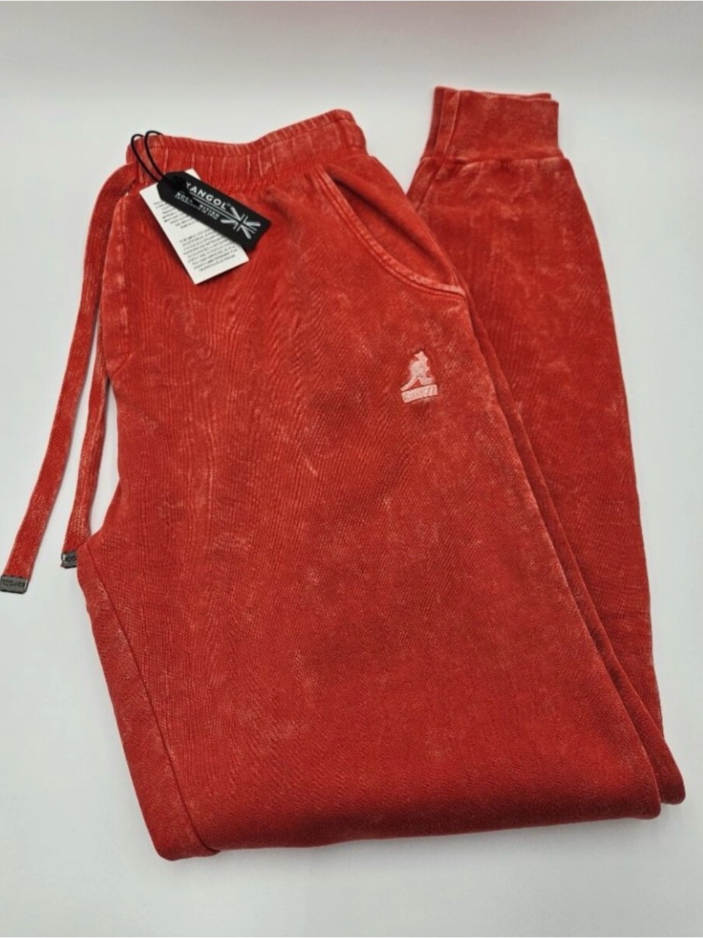 KANGOL Red Orange Acid Washed Joggers | Size M | Unisex